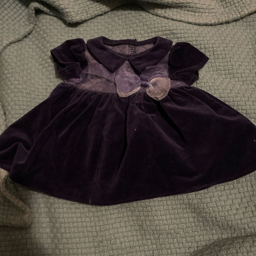 American Girl Bitty Baby Winter Party Purple Velveteen Dress Holiday Retired